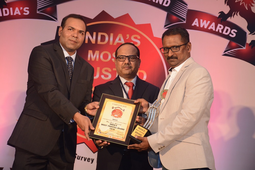 Aptech voted as India's Most Trusted Brand in training & education in the consumer survey conducted by IBC Infomedia & Media Research Group (MRG), 2016
